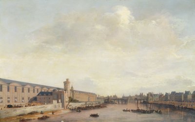 The Louvre Grande Galerie, View of Paris from the Barbier Bridge by Abraham de Verwer